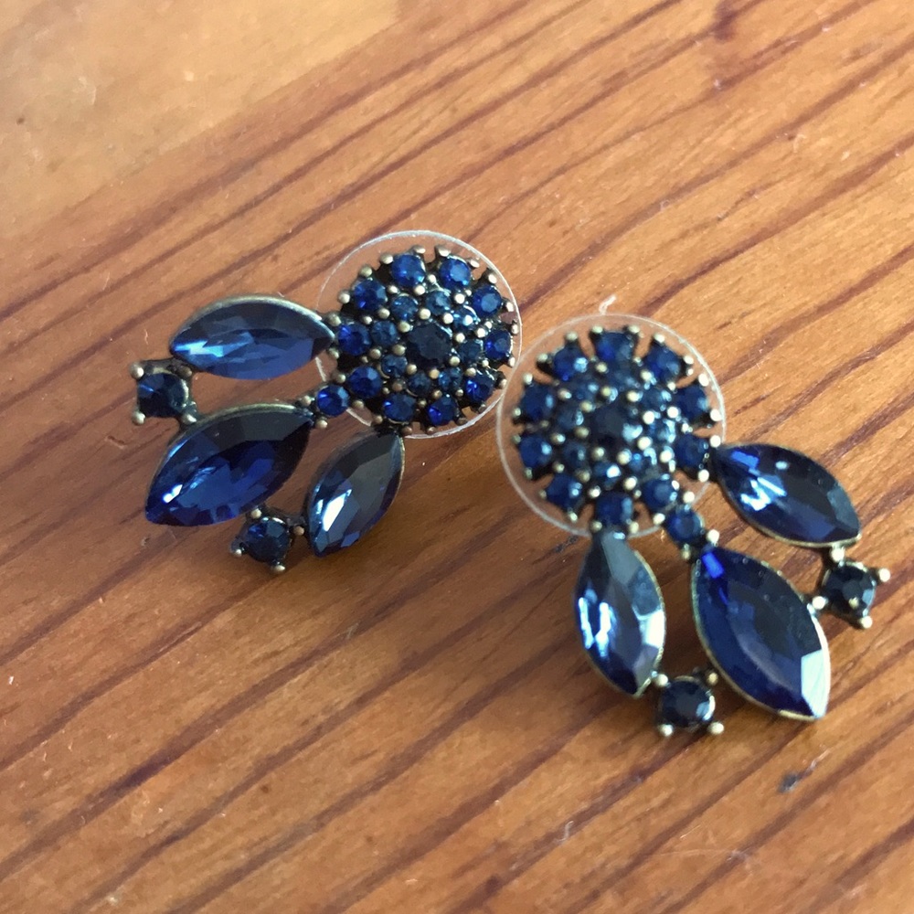 Blue Rhinestone Earrings